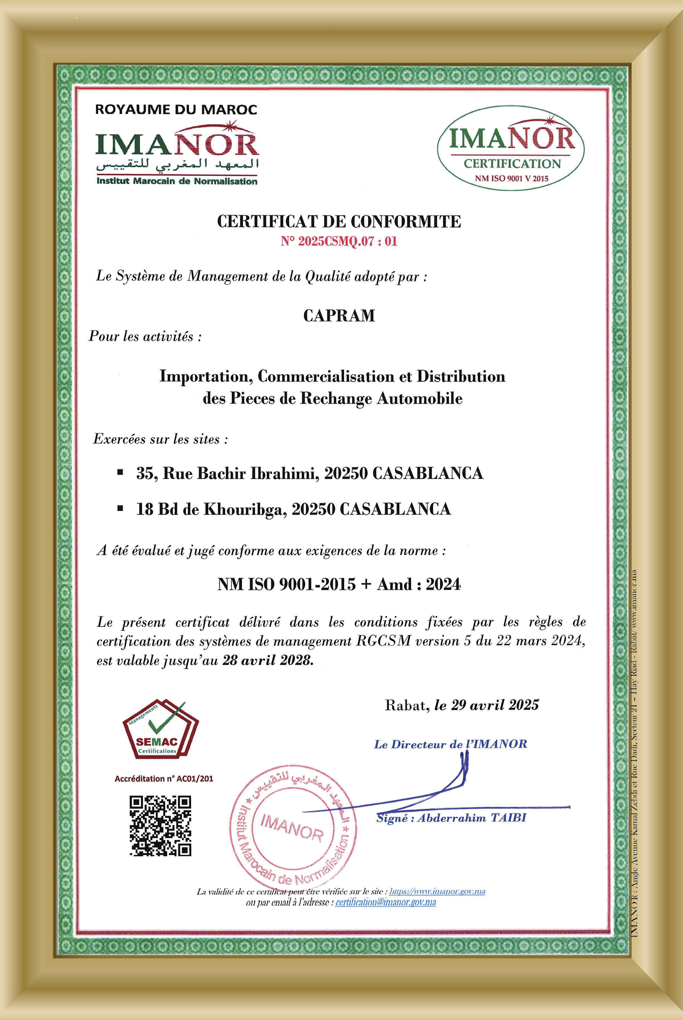 Certification